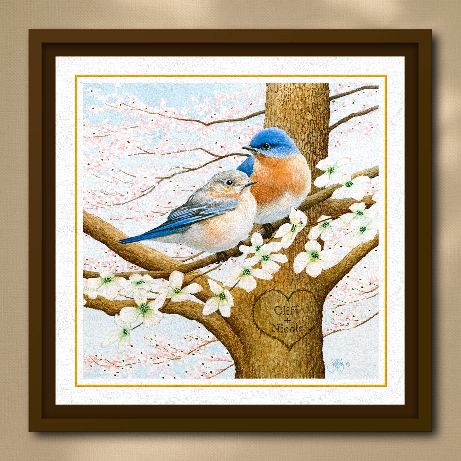 Personal-Prints art 24"x24" Float Framed Canvas Blue Birds