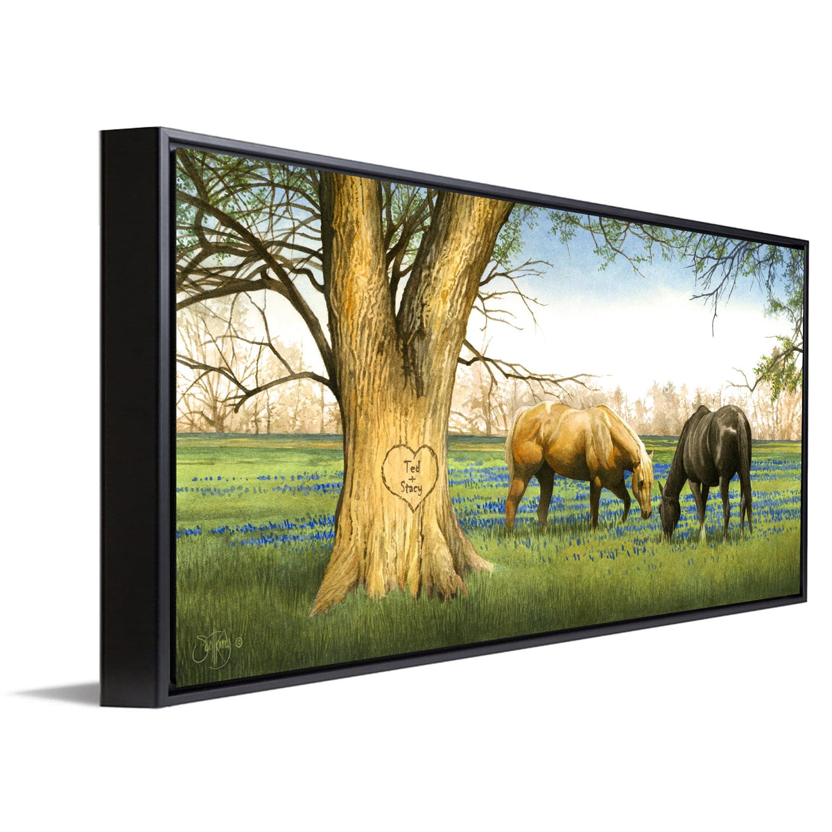Personal-Prints art 16&quot;x32&quot; Float Framed Canvas Bluebonnet Spring