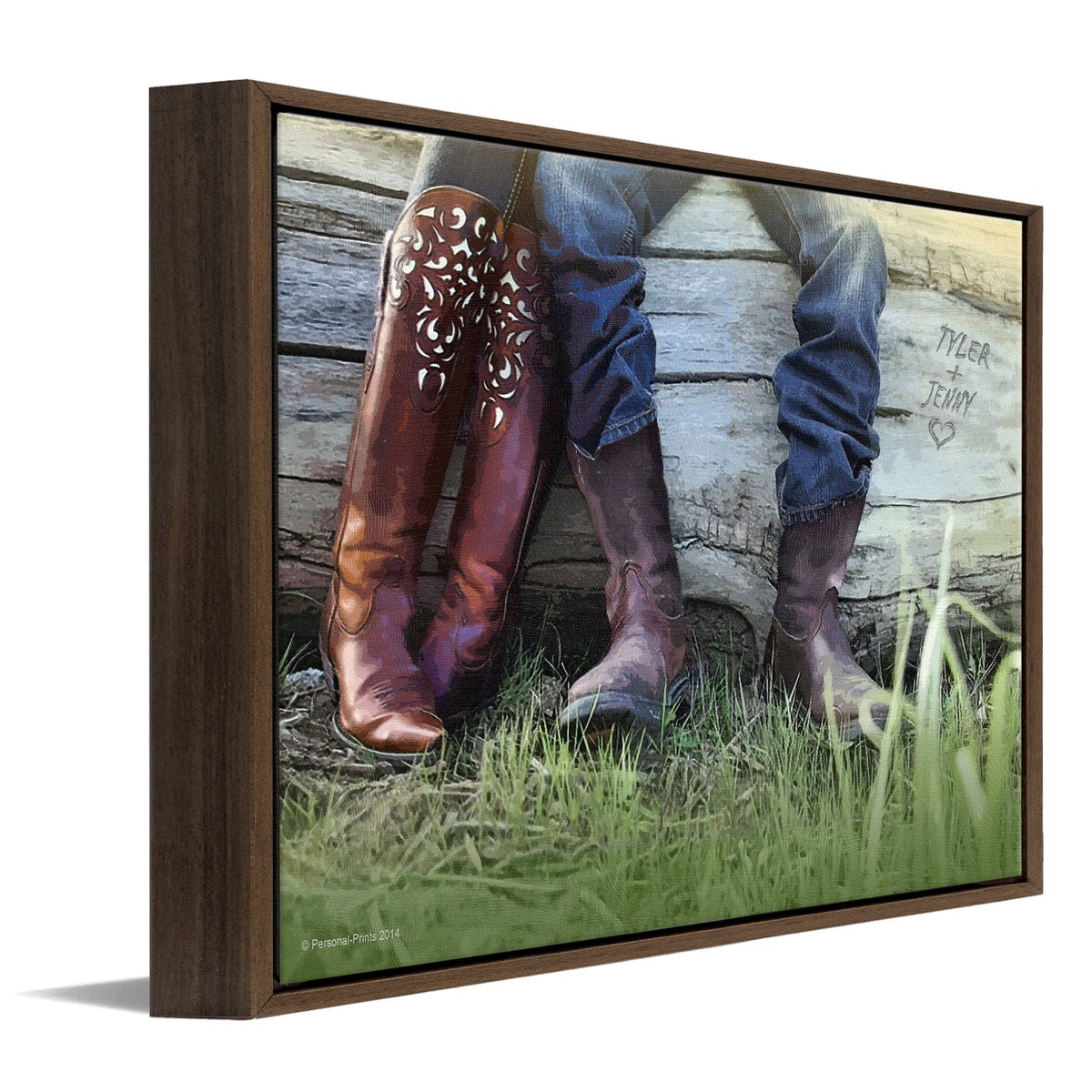 Personal-Prints art 12&quot;x16&quot; Float Framed Canvas Boot Love