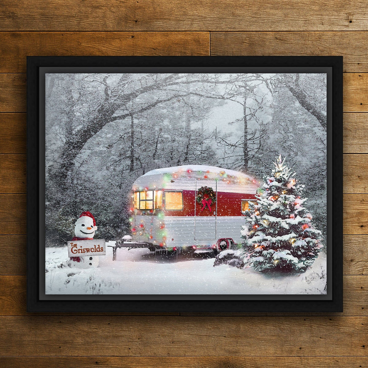 Personal-Prints art 20&quot;x24&quot; Float Framed Canvas Christmas Camper