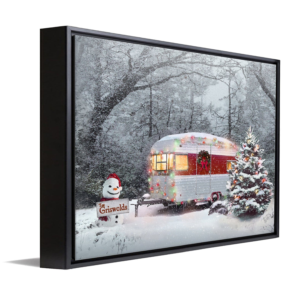 Personal-Prints art 12&quot;x16&quot; Float Framed Canvas Christmas Camper