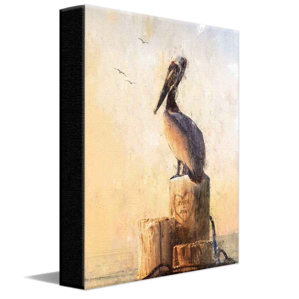 Personal-Prints art 11&quot;x14&quot; Stretched Canvas Coastal Love - Pelican Personalized Art
