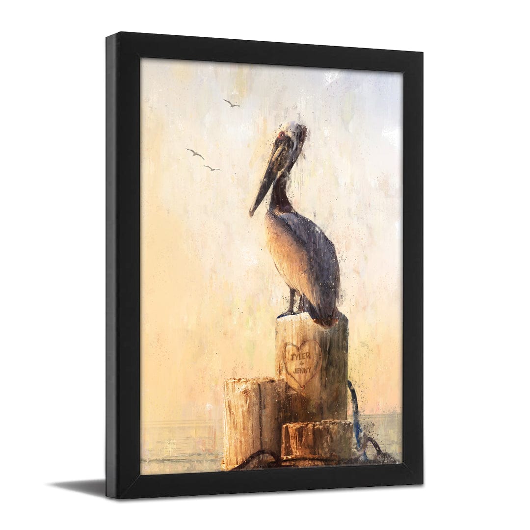 Personal-Prints art 11&quot;x14&quot; Framed Paper Print Coastal Love - Pelican Personalized Art