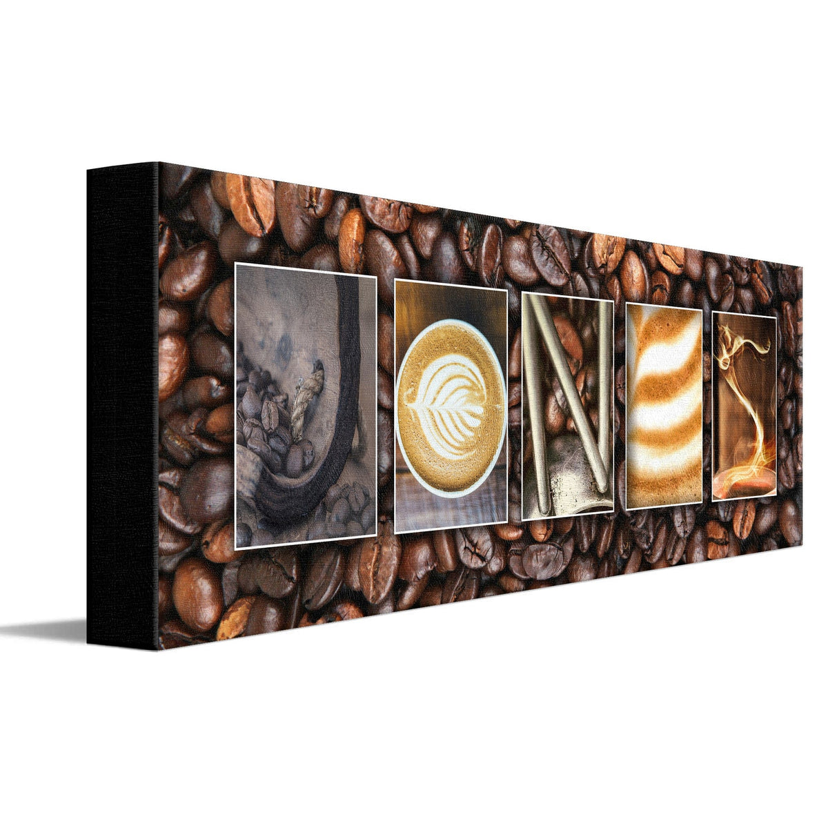 Personal-Prints art 6&quot;x18&quot; Stretched Canvas Coffee Letter Name Art Print