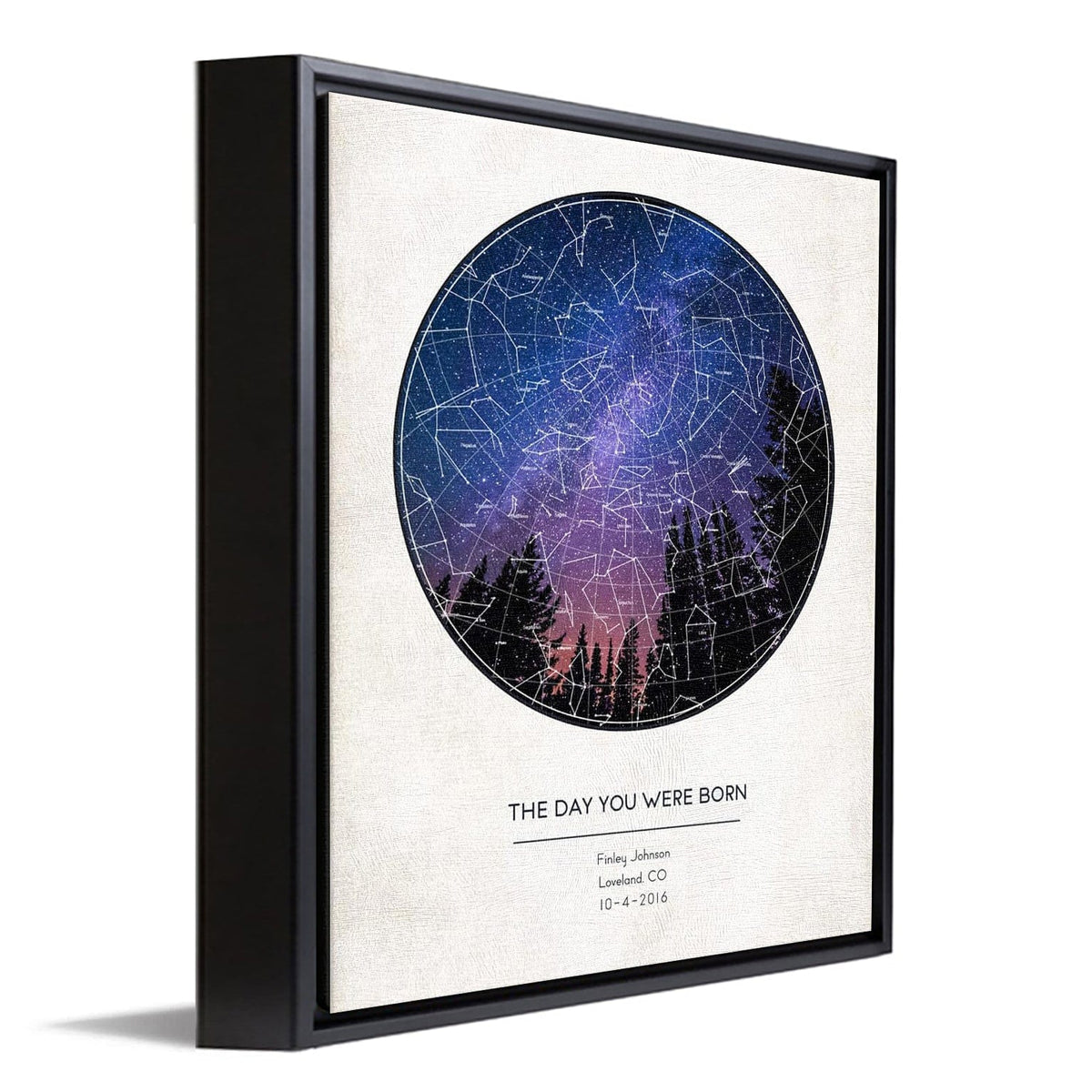 Personal-Prints art 13&quot;x16&quot; Float Framed Canvas Custom Star Map - Constellations in the Night Sky