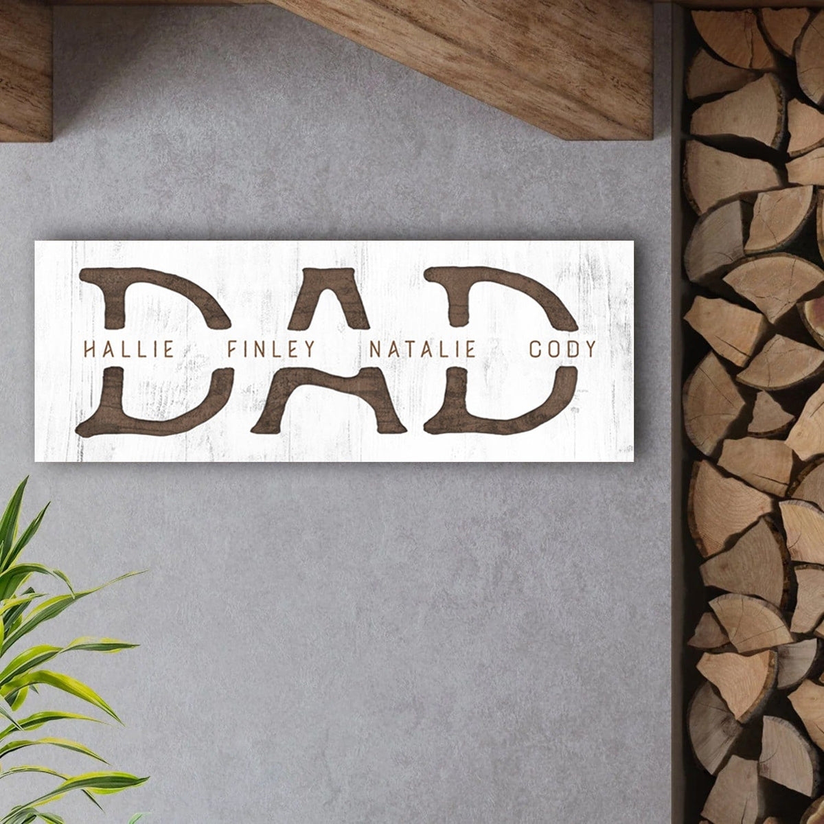 Personal-Prints art Dad &amp; Children Custom Whitewash Sign