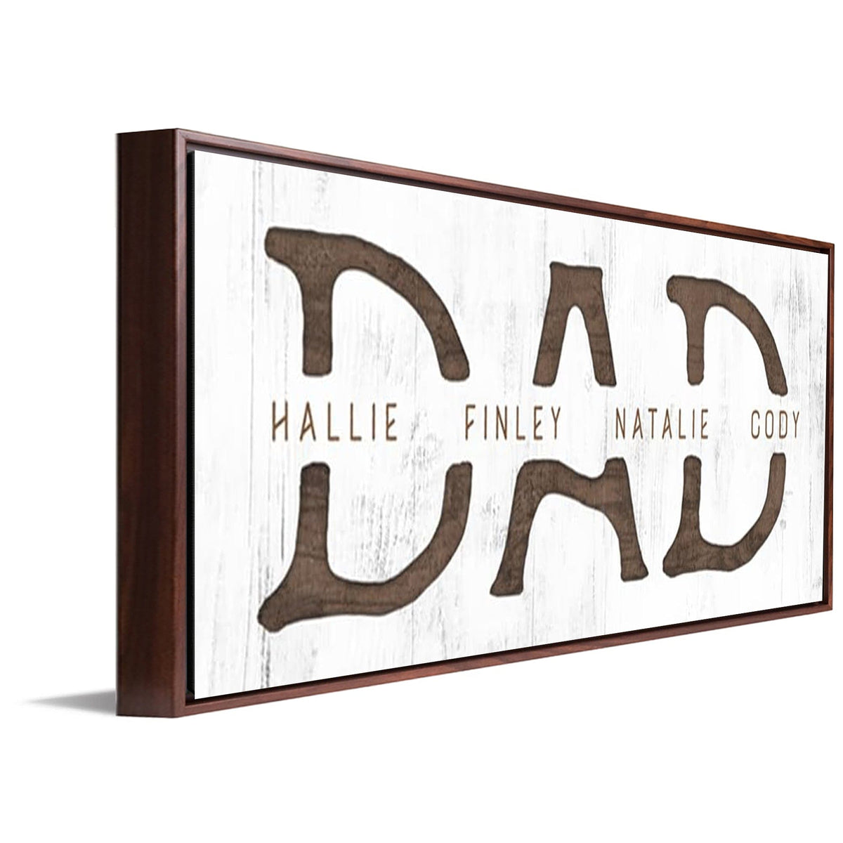 Personal-Prints art 16&quot;x32&quot; Float Framed Canvas Dad &amp; Children Custom Whitewash Sign