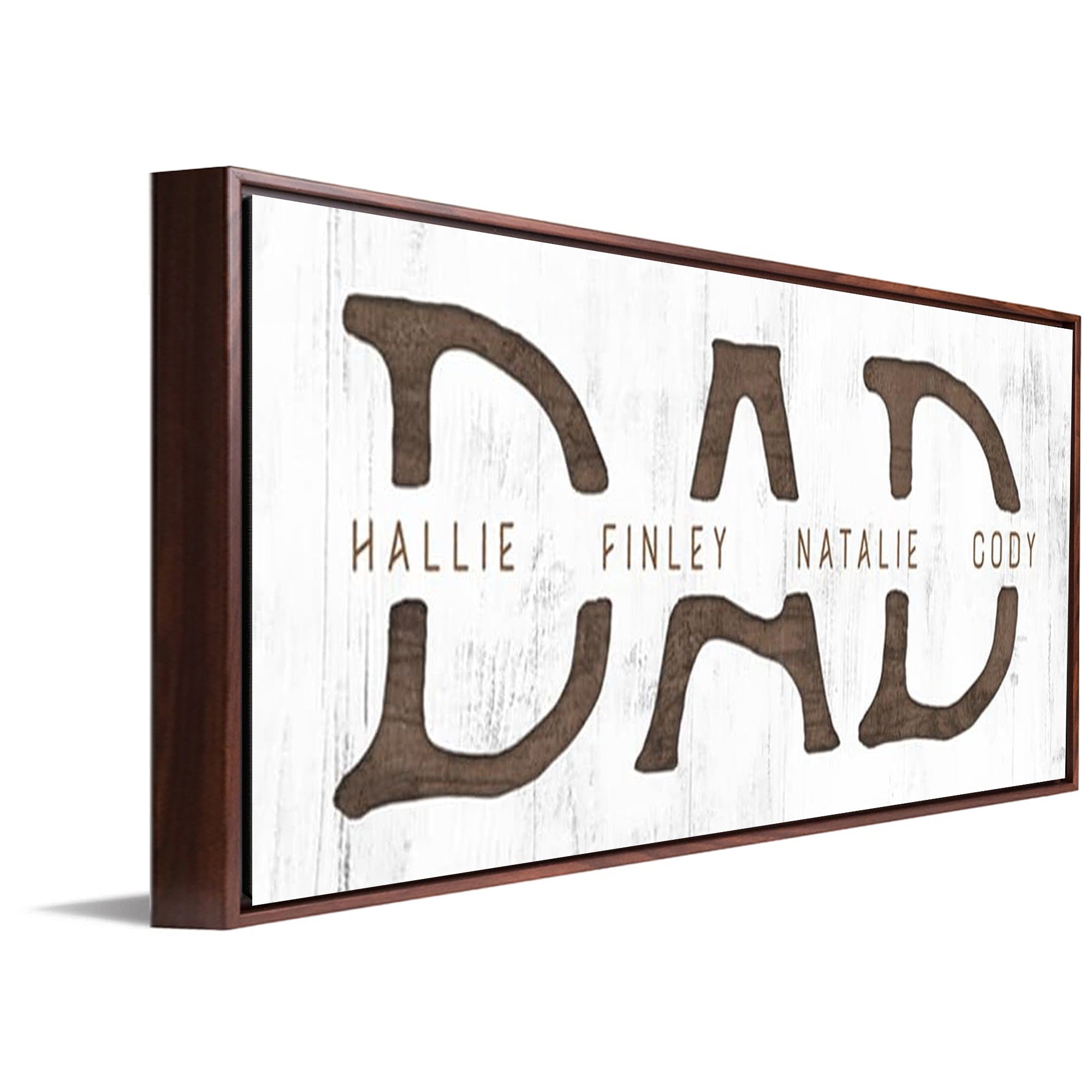 Personal-Prints art 16"x32" Float Framed Canvas Dad & Children Custom Whitewash Sign