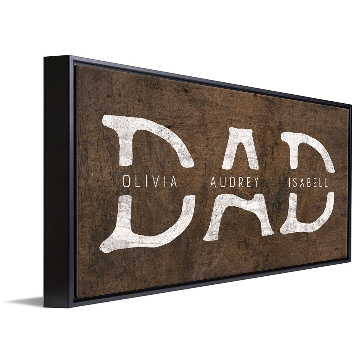 Personal-Prints art 16&quot;x32&quot; Float Framed Canvas Dad &amp; Children Personalized Sign