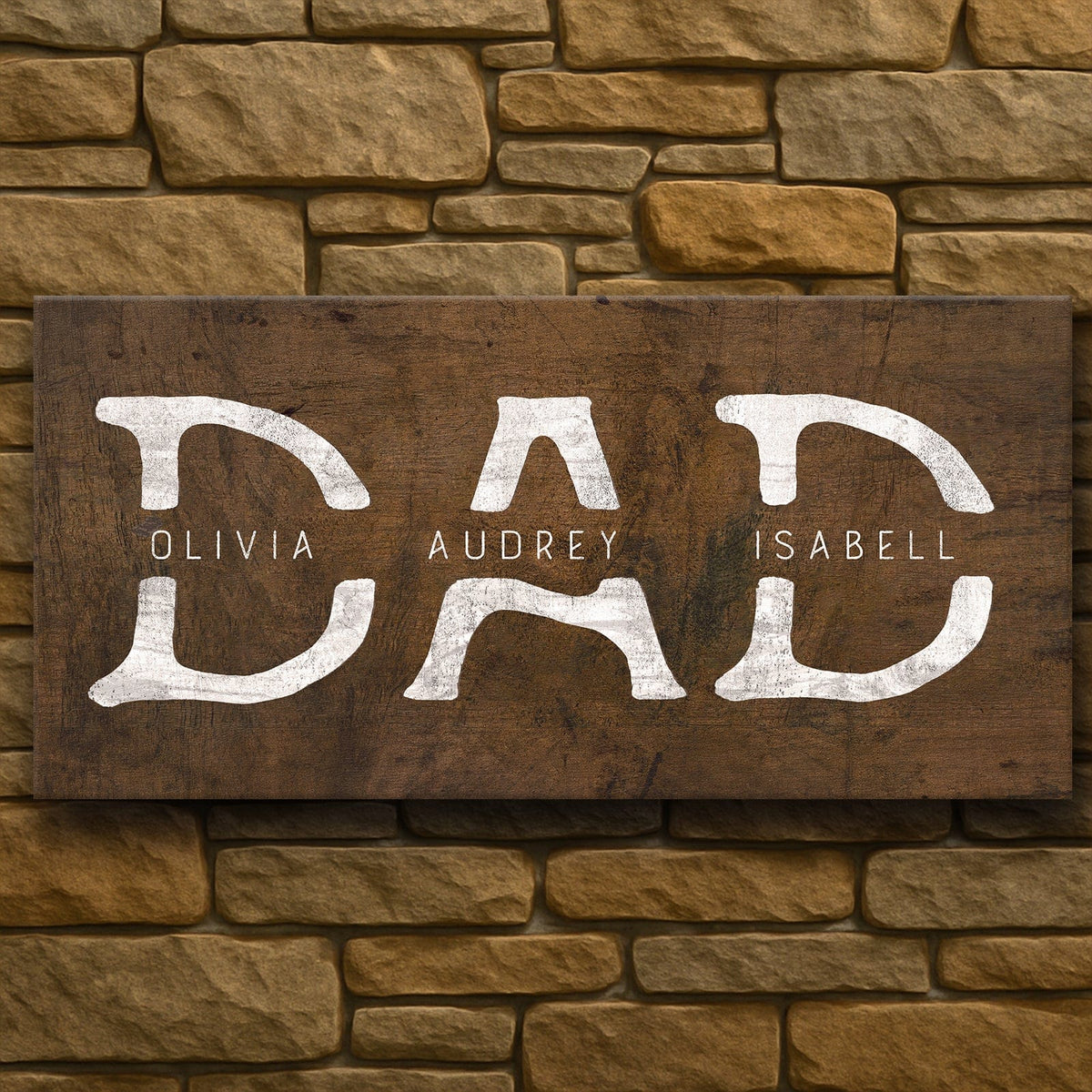 Personal-Prints art 16&quot;x32&quot; Stretched Canvas Dad &amp; Children Personalized Sign