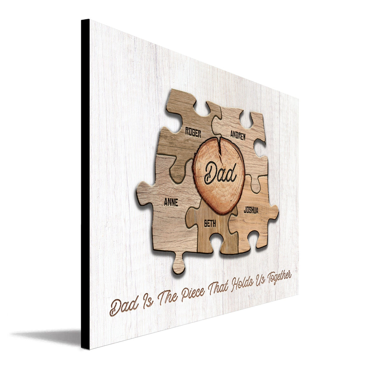 Personal-Prints art 11&quot;x14&quot; Block Mount Dad &amp; Children Wood Puzzle Sign