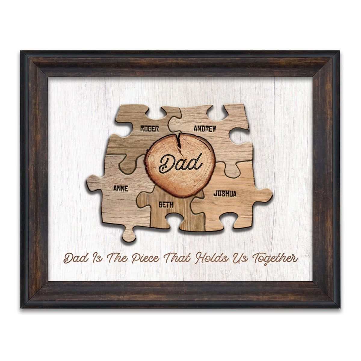 Personal-Prints art 14&quot;x17&quot; Under Glass Dad &amp; Children Wood Puzzle Sign