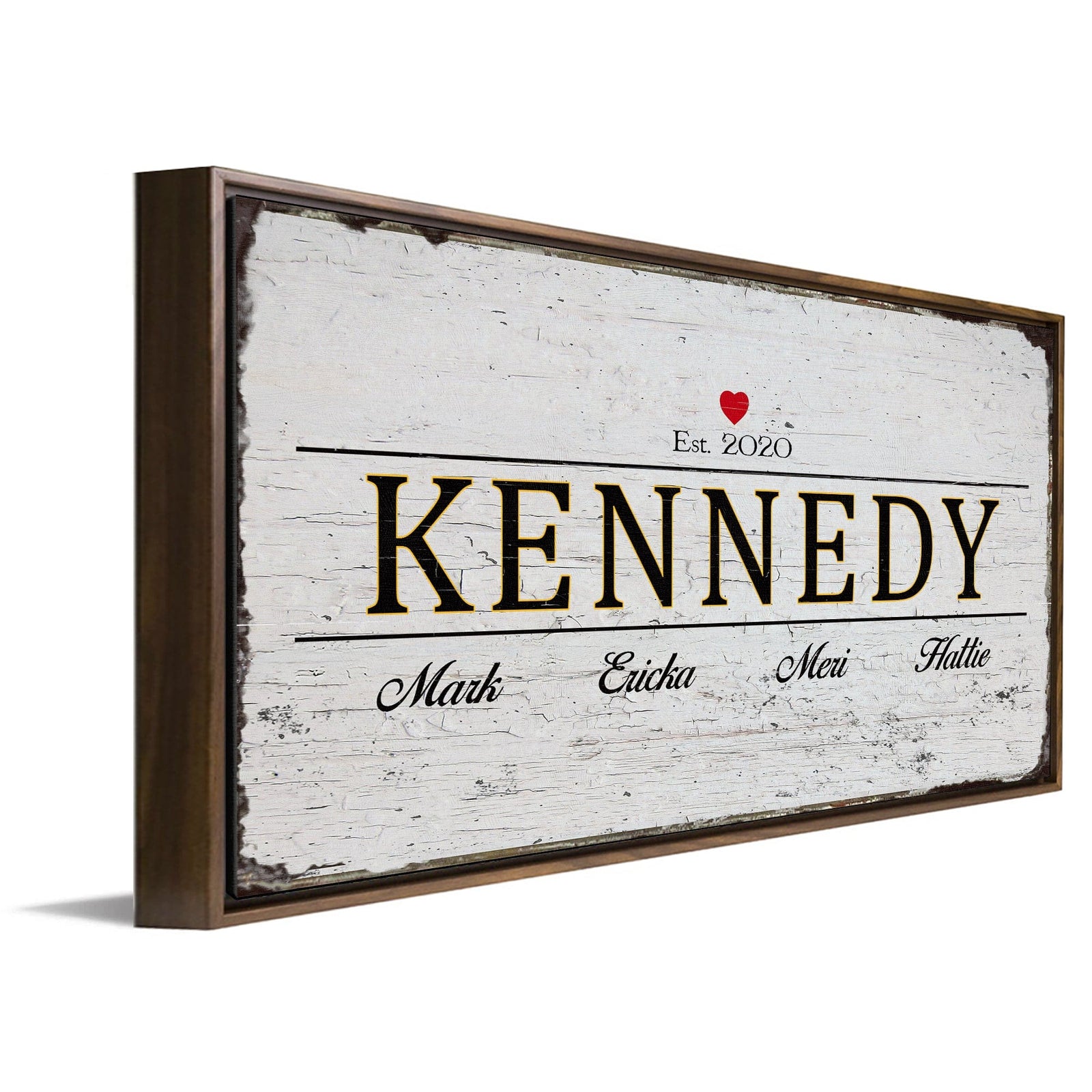 Personal-Prints art WHITE - 16"x32" Float Framed Canvas Family Name Art