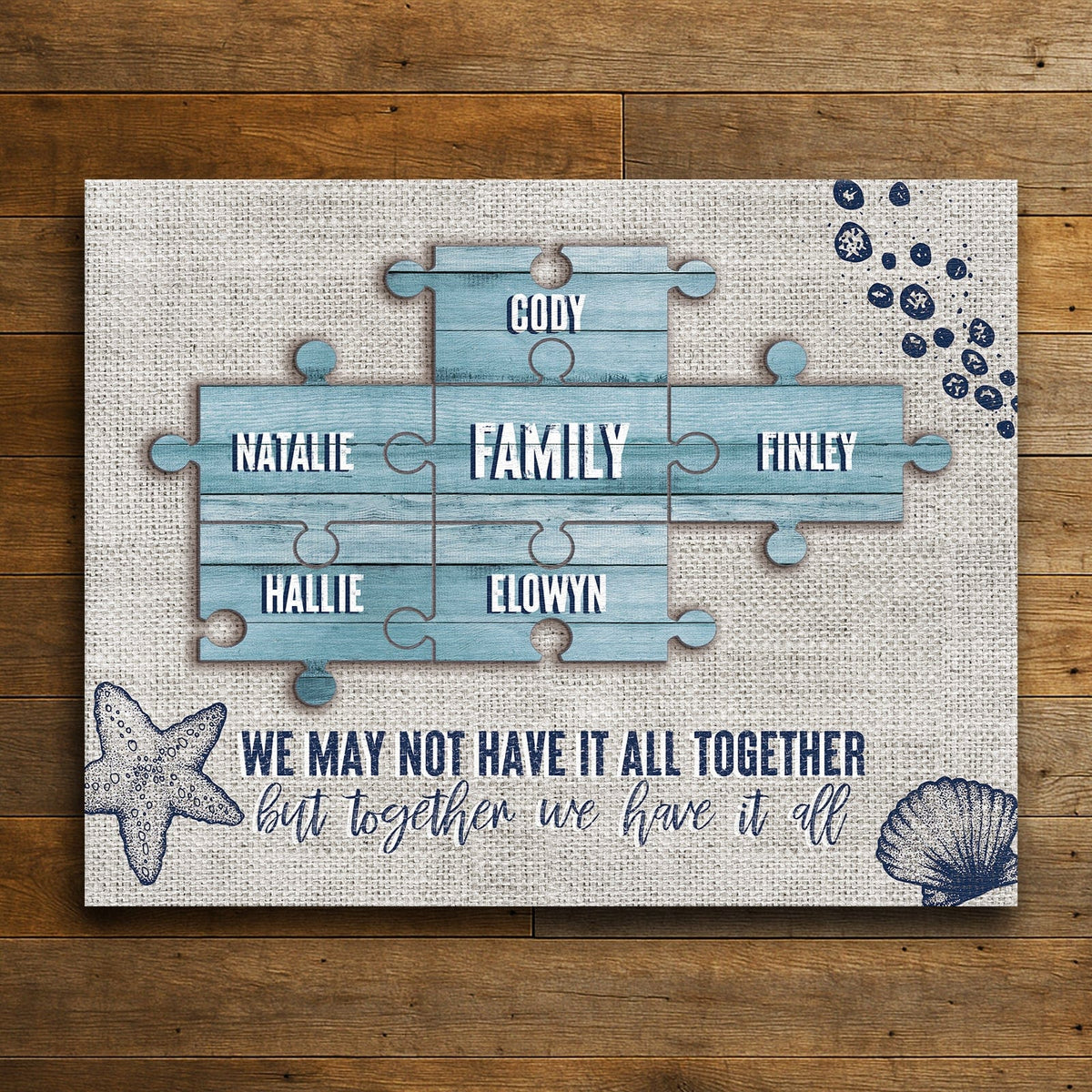 Personal-Prints art 16&quot;x20&quot; Stretched Canvas Family Puzzle Pieces (Beach Theme)