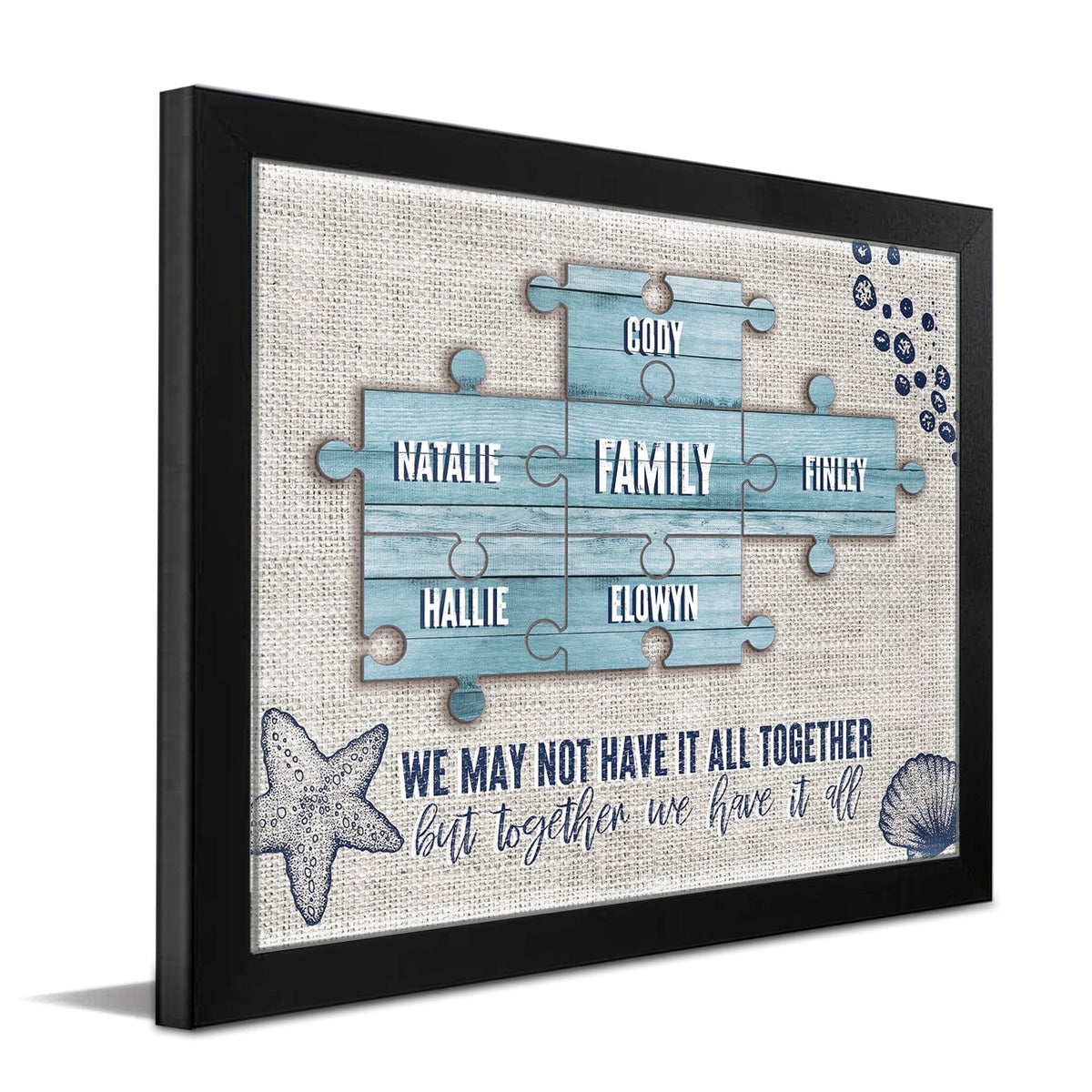 Personal-Prints art 11&quot;x14&quot; Framed Paper Print Family Puzzle Pieces (Beach Theme)