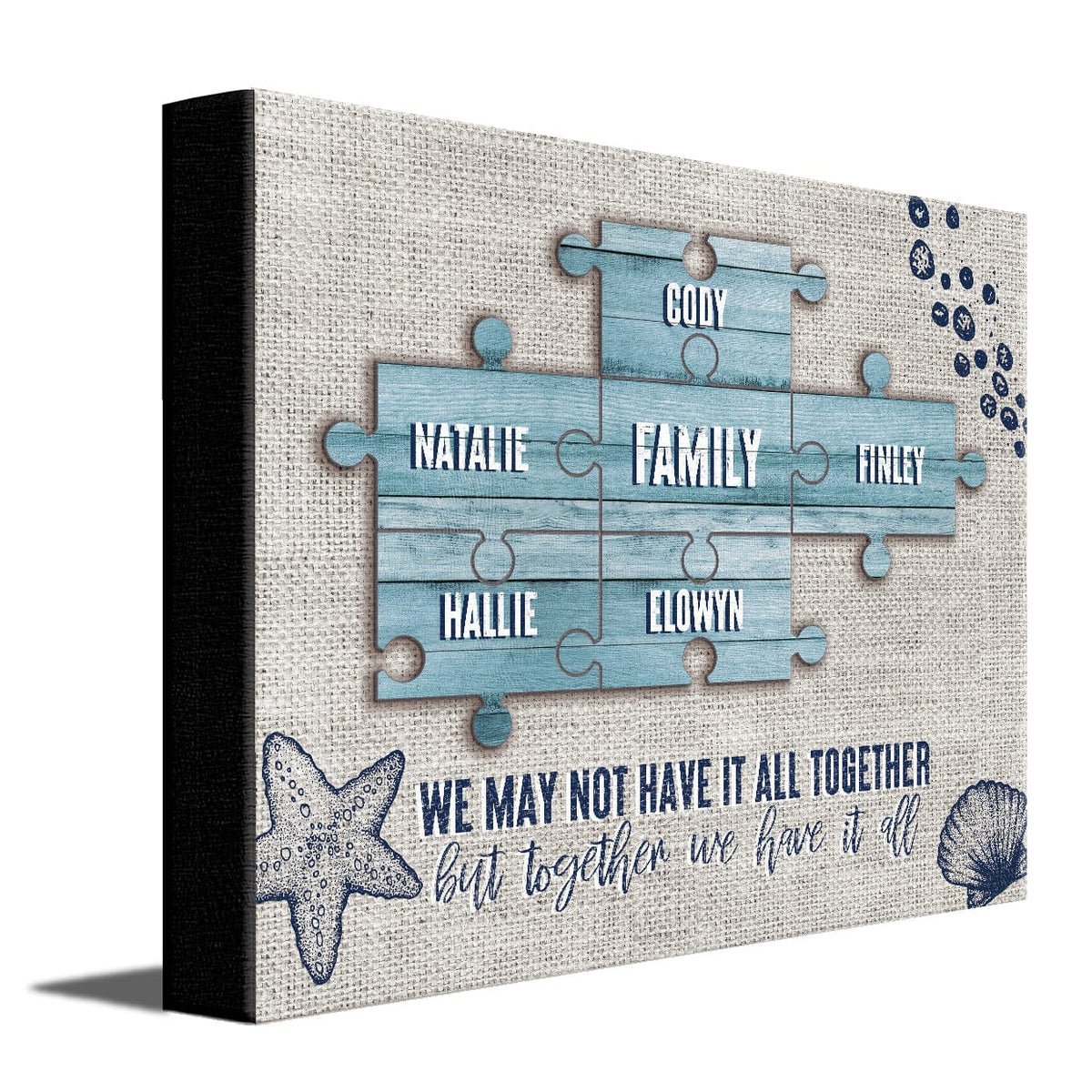 Personal-Prints art 8&quot;x10&quot; Stretched Canvas Family Puzzle Pieces (Beach Theme)