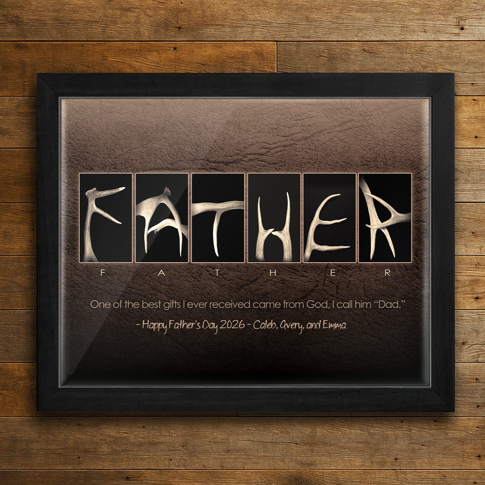 Personal-Prints art 20"x24" Float Framed Canvas Father - Antler Theme Print