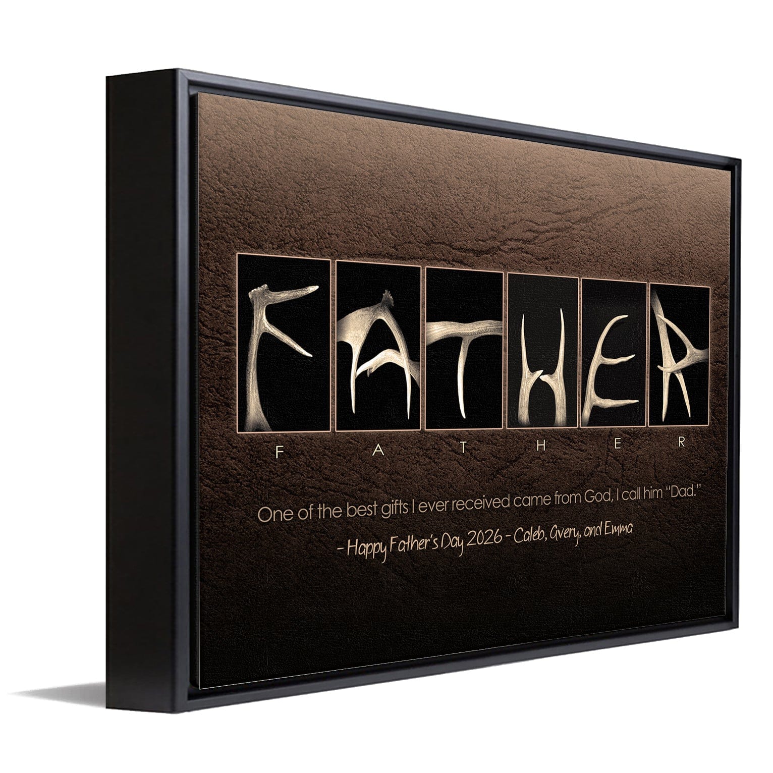 Personal-Prints art 12"x16" Float Framed Canvas Father - Antler Theme Print