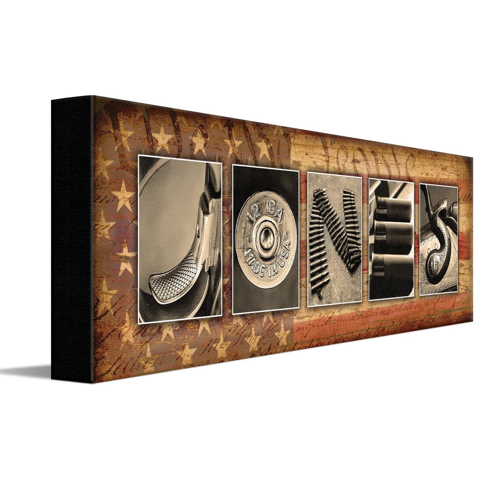 Personal-Prints art 6"x18" Stretched Canvas Firearm Guns Name Art