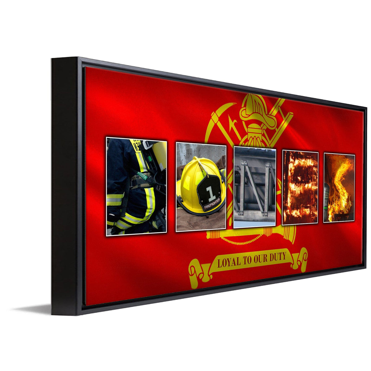 Personal-Prints art 16&quot;x32&quot; Float Framed Canvas Firefighter Letters Name Print