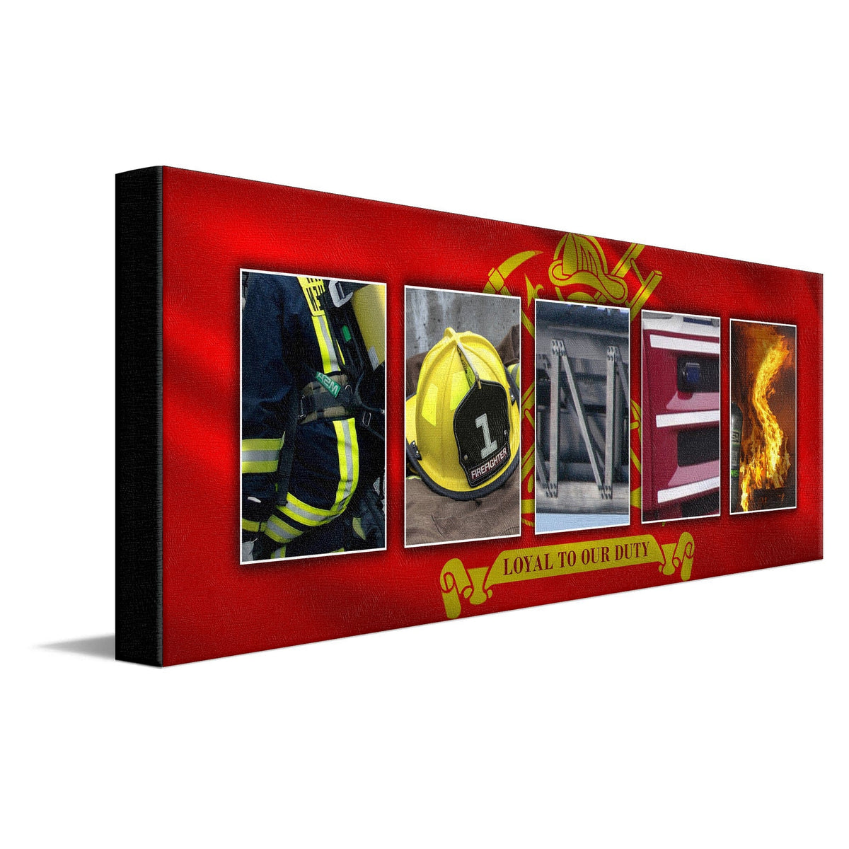 Personal-Prints art 10&quot;x30&quot; Stretched Canvas Firefighter Letters Name Print