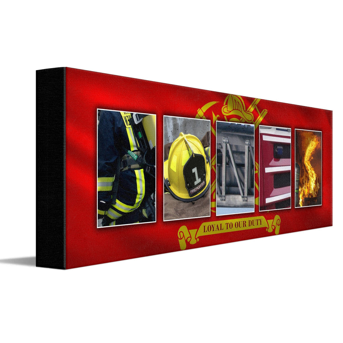 Personal-Prints art 6&quot;x18&quot; Stretched Canvas Firefighter Letters Name Print