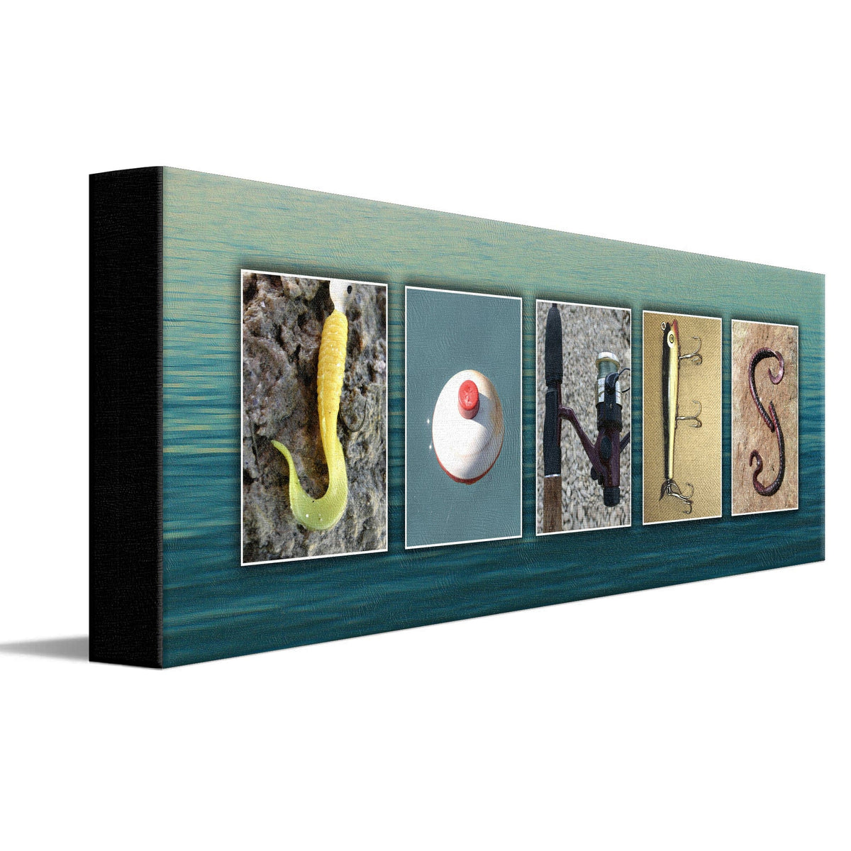 Personal-Prints art 6&quot;x18&quot; Stretched Canvas Fishing Letter Name Art