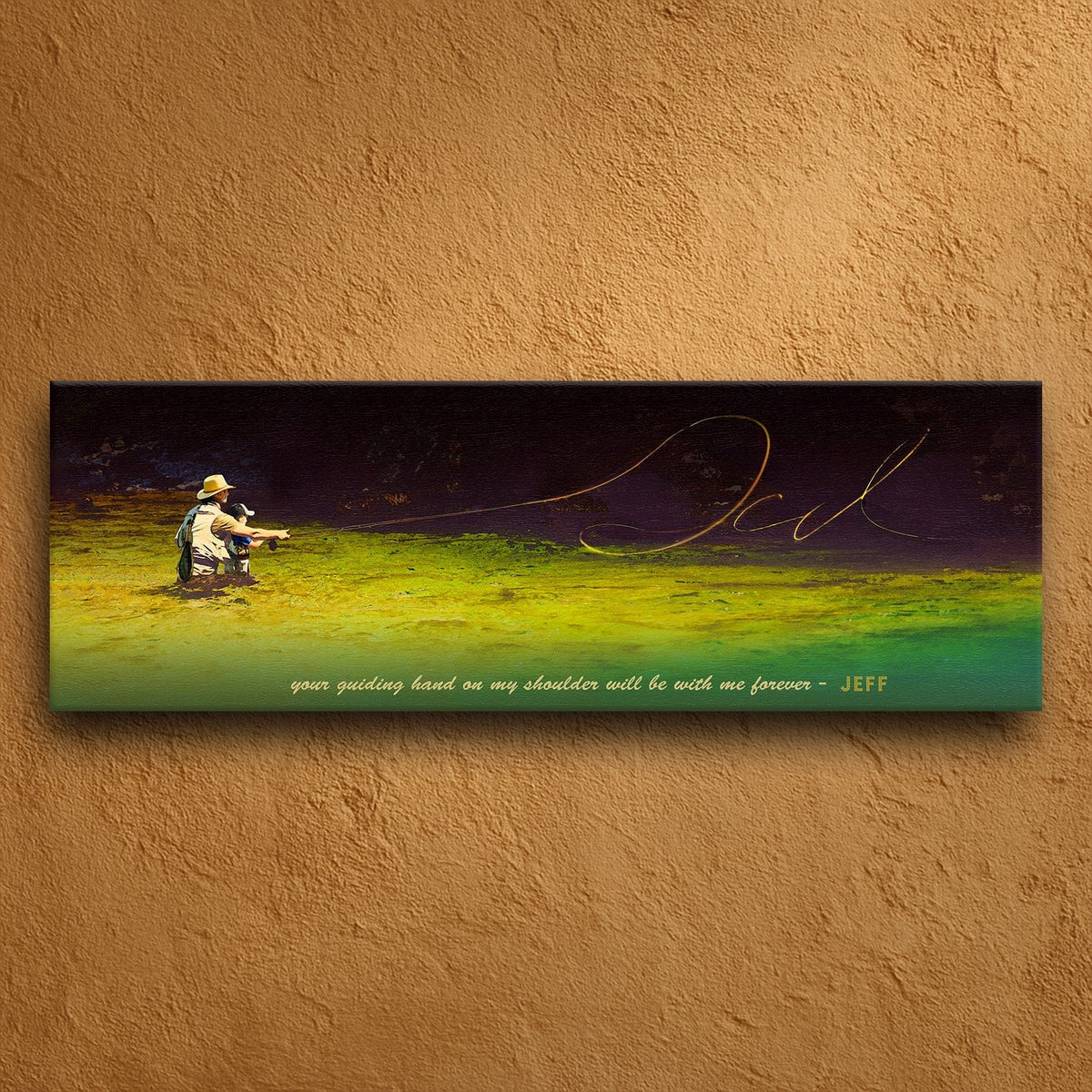 Personal-Prints art 10&quot;x30&quot; Stretched Canvas Fly Fishing Father&#39;s Day Art
