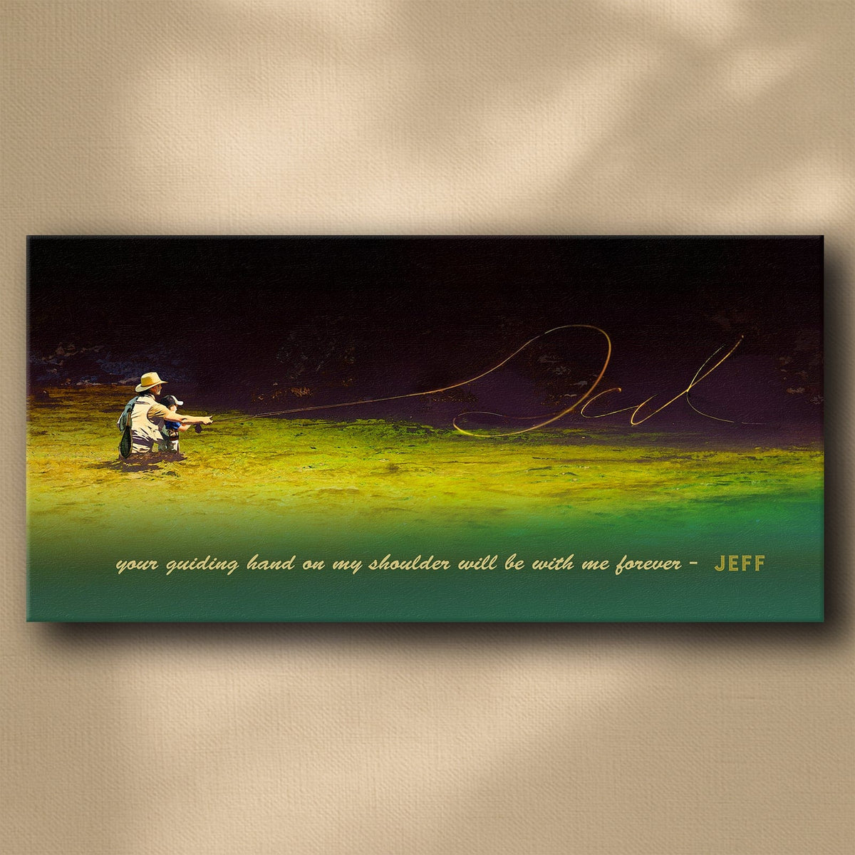 Personal-Prints art 16&quot;x32&quot; Stretched Canvas Fly Fishing Father&#39;s Day Art