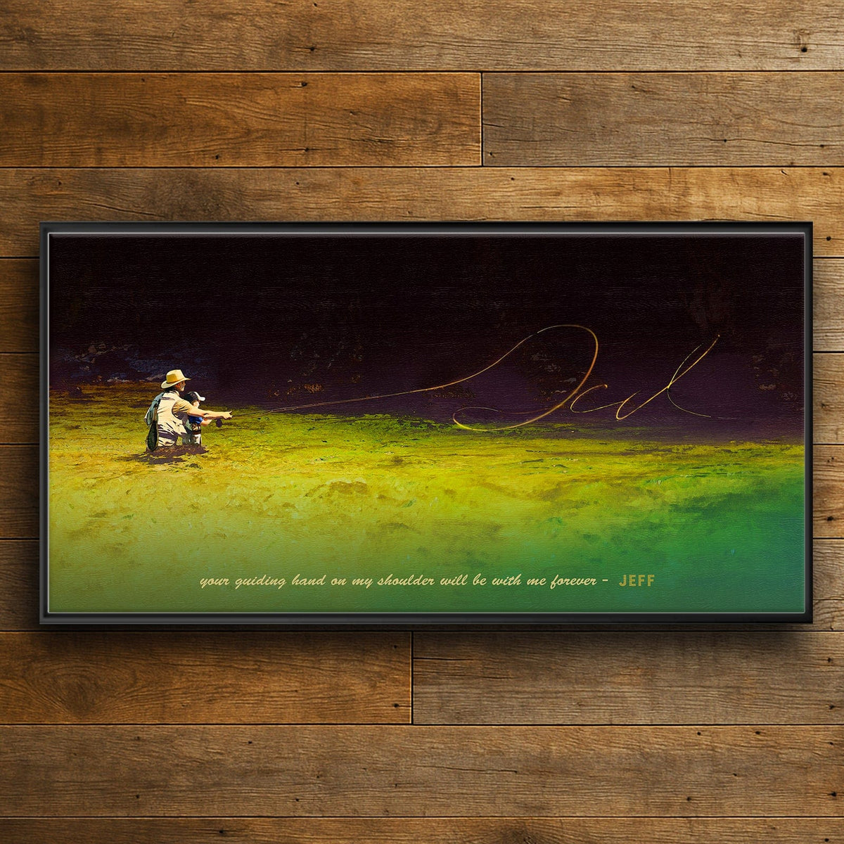 Personal-Prints art 16&quot;x32&quot; Float Framed Canvas Fly Fishing Father&#39;s Day Art