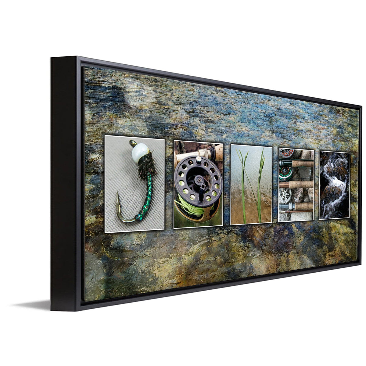 Personal-Prints art 16&quot;x32&quot; Float Framed Canvas Fly Fishing Letter Name Art