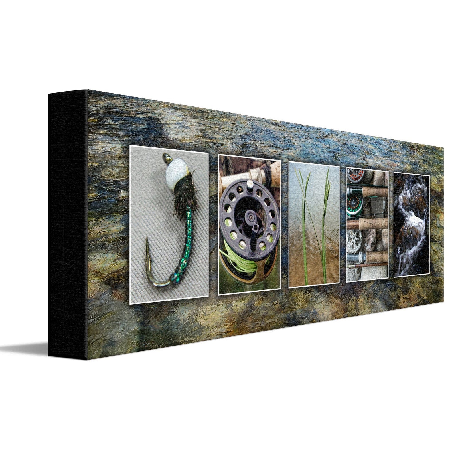 Personal-Prints art 6"x18" Stretched Canvas Fly Fishing Letter Name Art