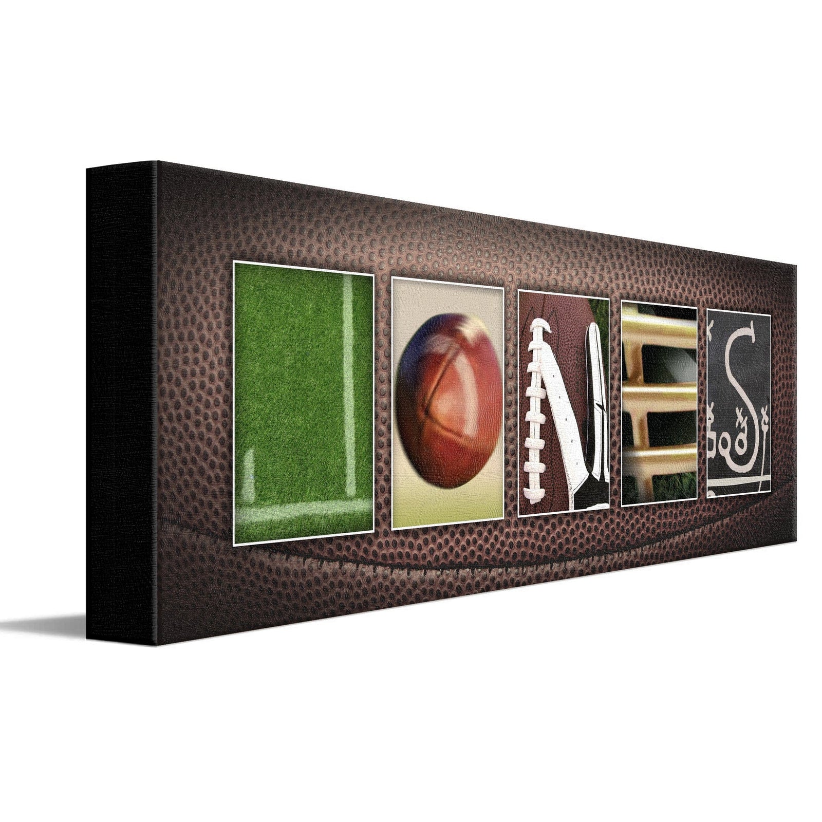 Personal-Prints art 6"x18" Stretched Canvas Football Letter Name Art Print
