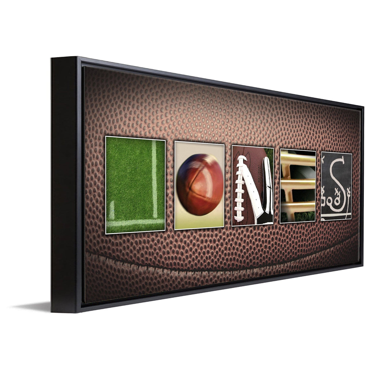 Personal-Prints art 16&quot;x32&quot; Float Framed Canvas Football Letter Name Art Print