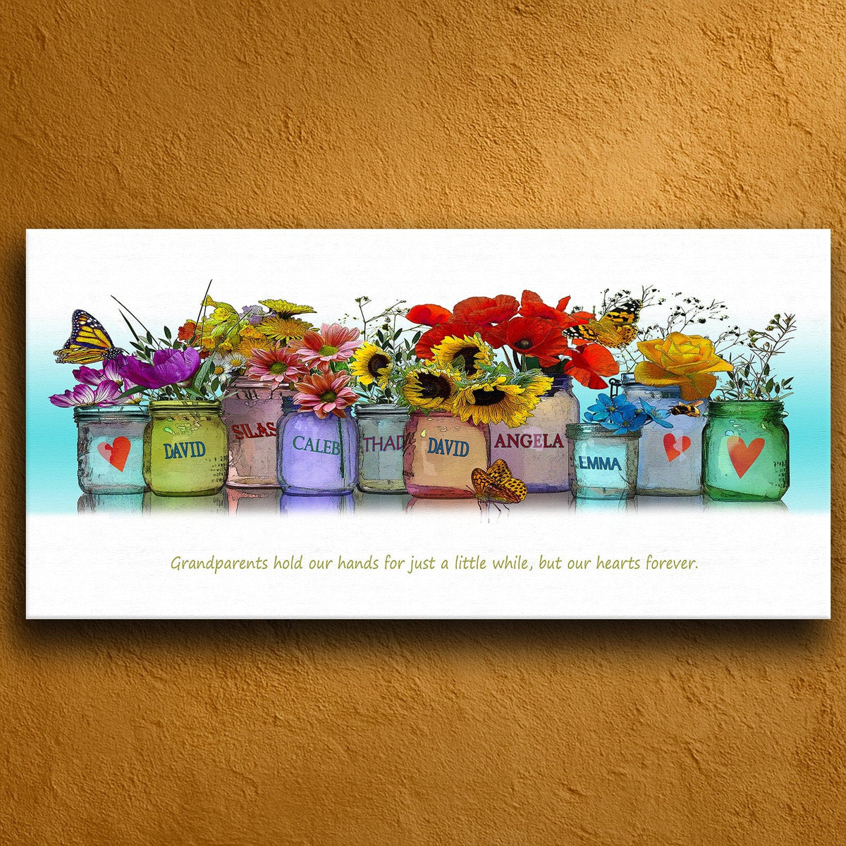 Personal-Prints art 16&quot;x32&quot; Stretched Canvas Grandkids Mason Jar Print