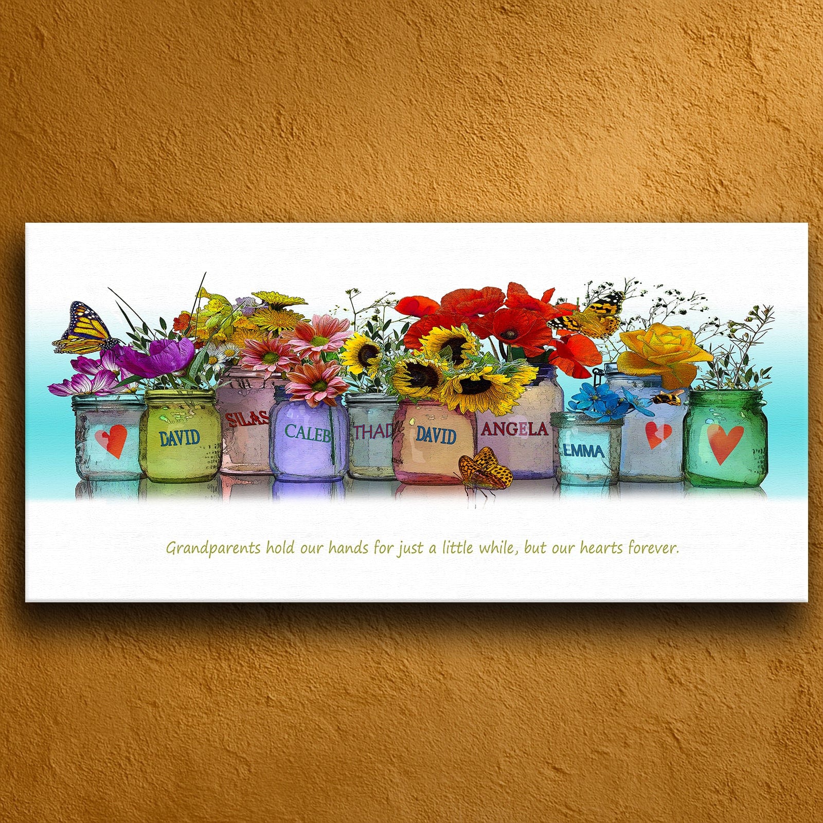 Personal-Prints art 16"x32" Stretched Canvas Grandkids Mason Jar Print