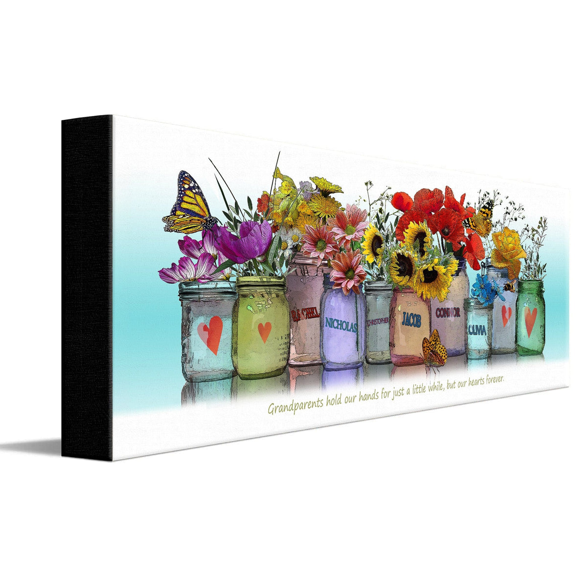 Personal-Prints art 6&quot;x18&quot; Stretched Canvas Grandkids Mason Jar Print