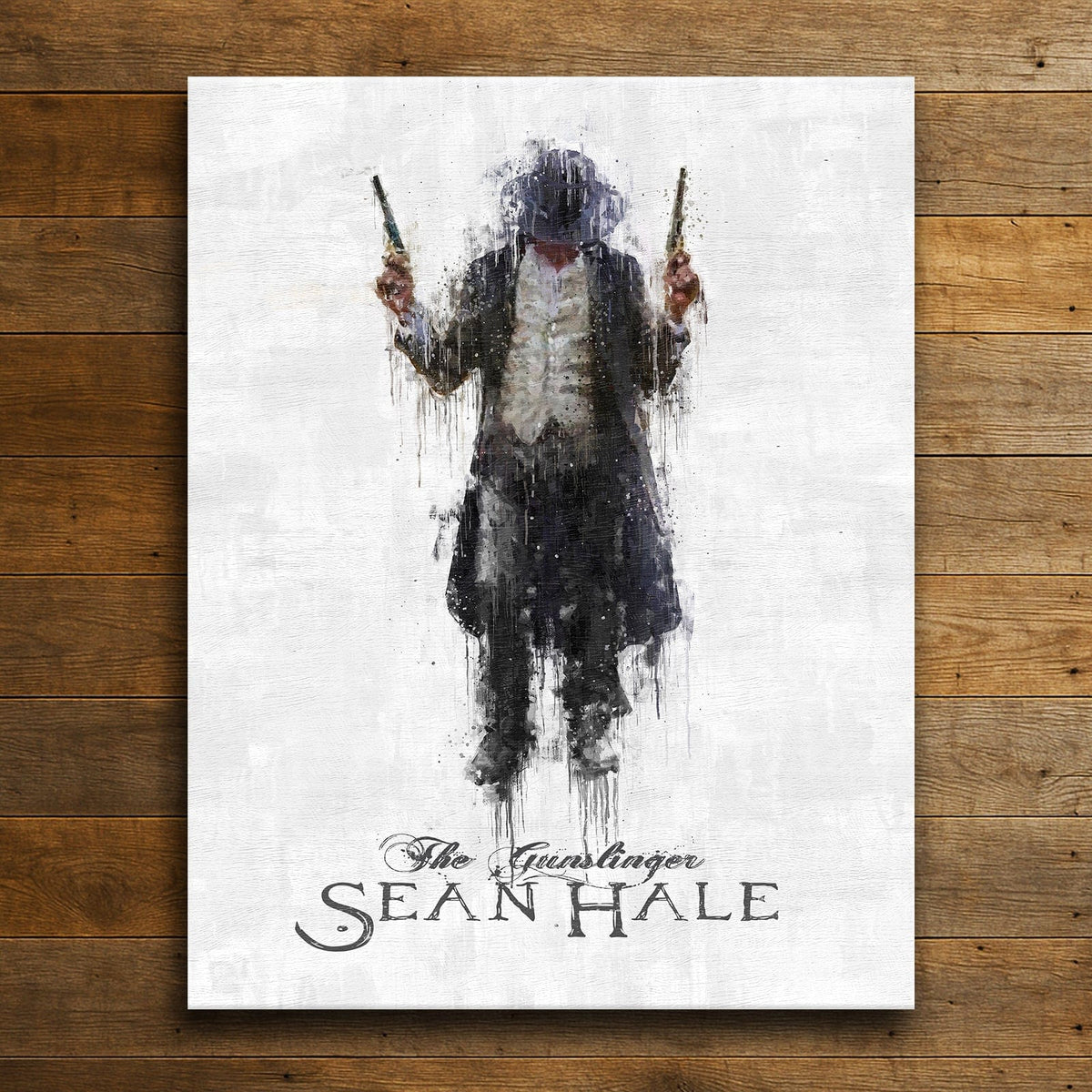 Personal-Prints art 16&quot;x20&quot; Stretched Canvas Gunslinger - Personalized Firearm Gun Print