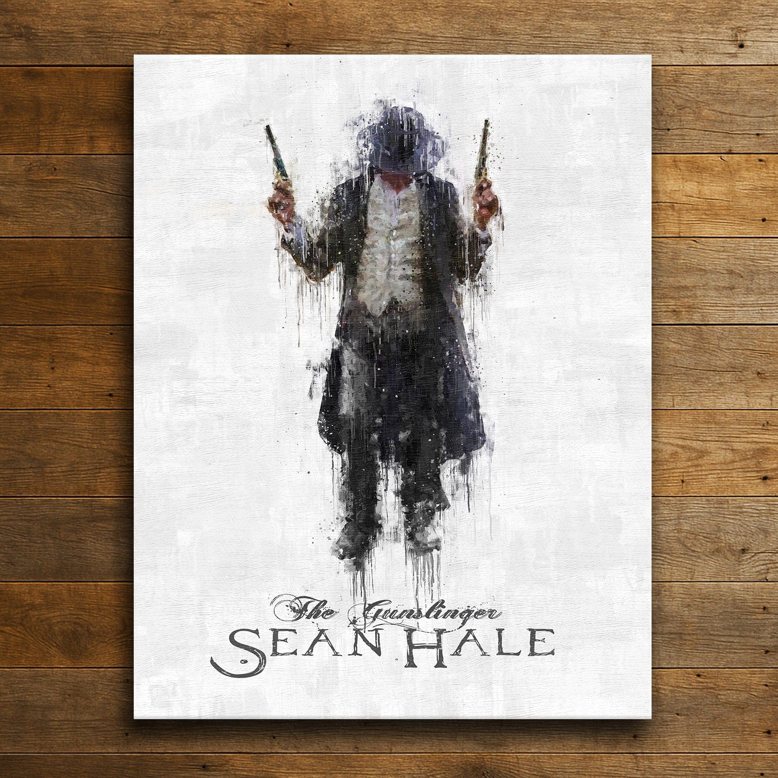 Personal-Prints art 16"x20" Stretched Canvas Gunslinger - Personalized Firearm Gun Print