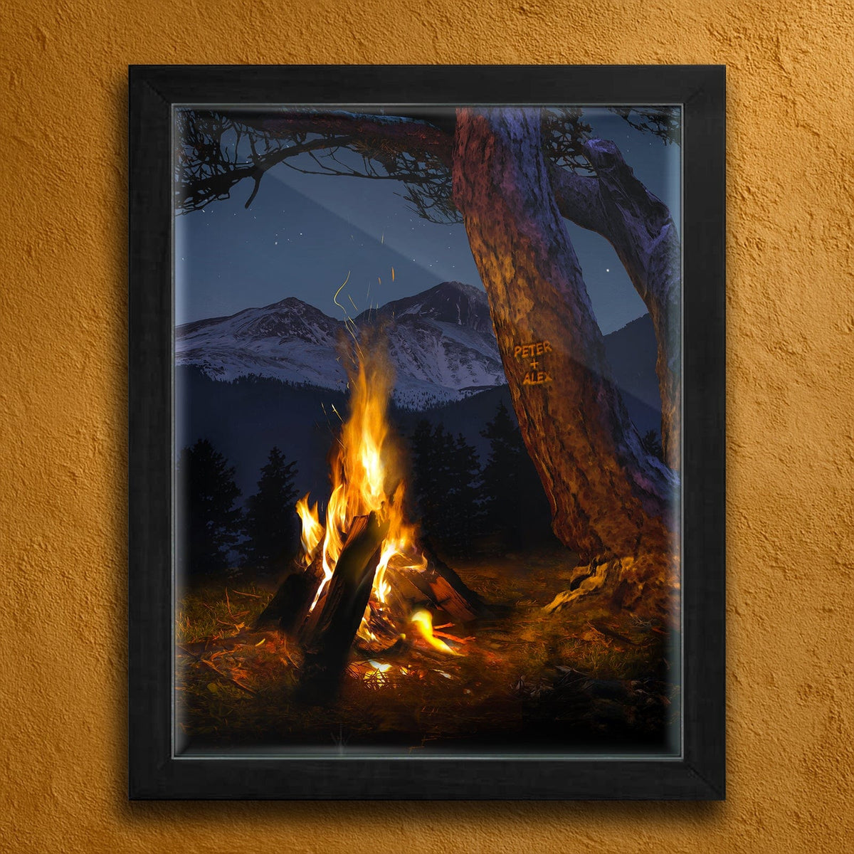 Personal-Prints art 11&quot;x14&quot; Framed Paper Print High Country Campfire