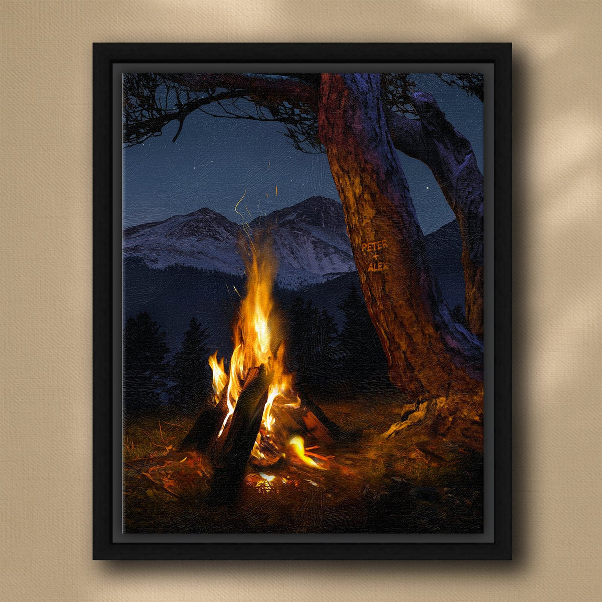 Personal-Prints art 20&quot;x24&quot; Float Framed Canvas High Country Campfire