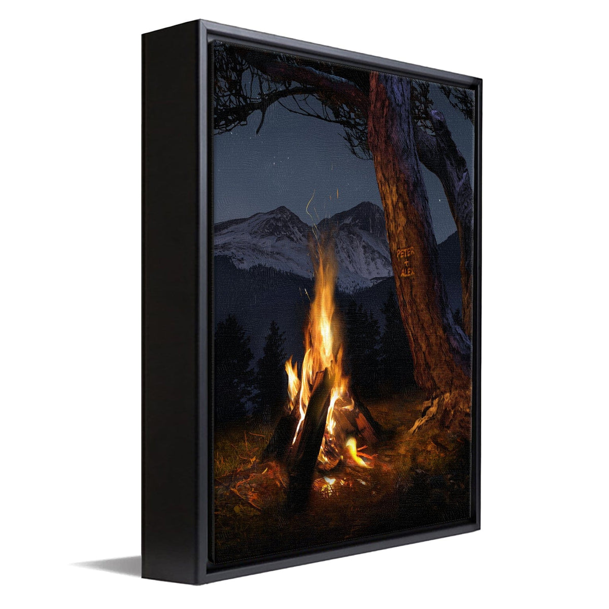 Personal-Prints art 12&quot;x16&quot; Float Framed Canvas High Country Campfire