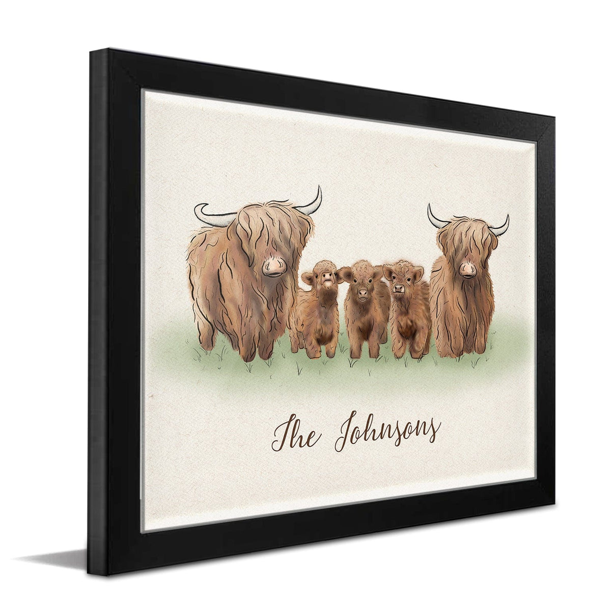 Personal-Prints art 11&quot;x14&quot; Framed Paper Print Highland Cow Family