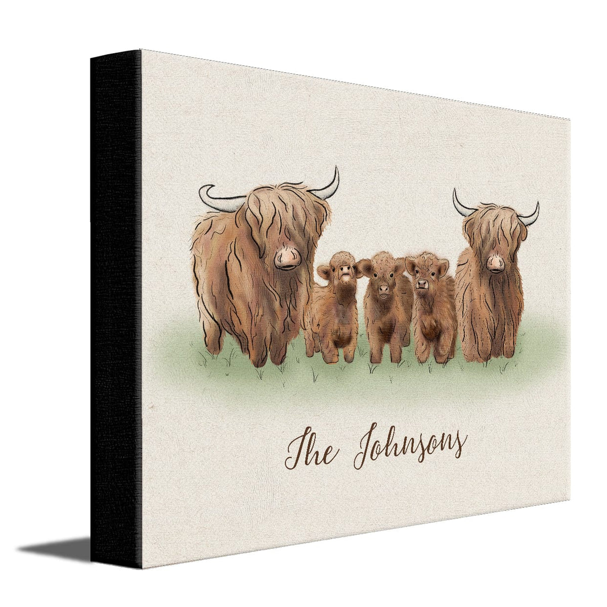 Personal-Prints art 11&quot;x14&quot; Stretched Canvas Highland Cow Family