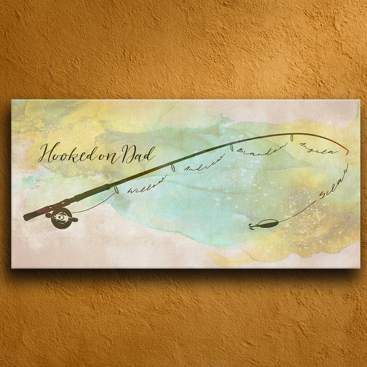 Personal-Prints art 16&quot;x32&quot; Stretched Canvas Hooked on Dad - Color