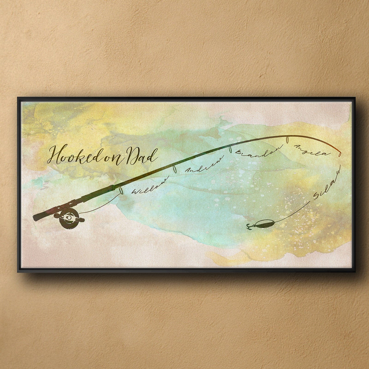 Personal-Prints art 16&quot;x32&quot; Float Framed Canvas Hooked on Dad - Color