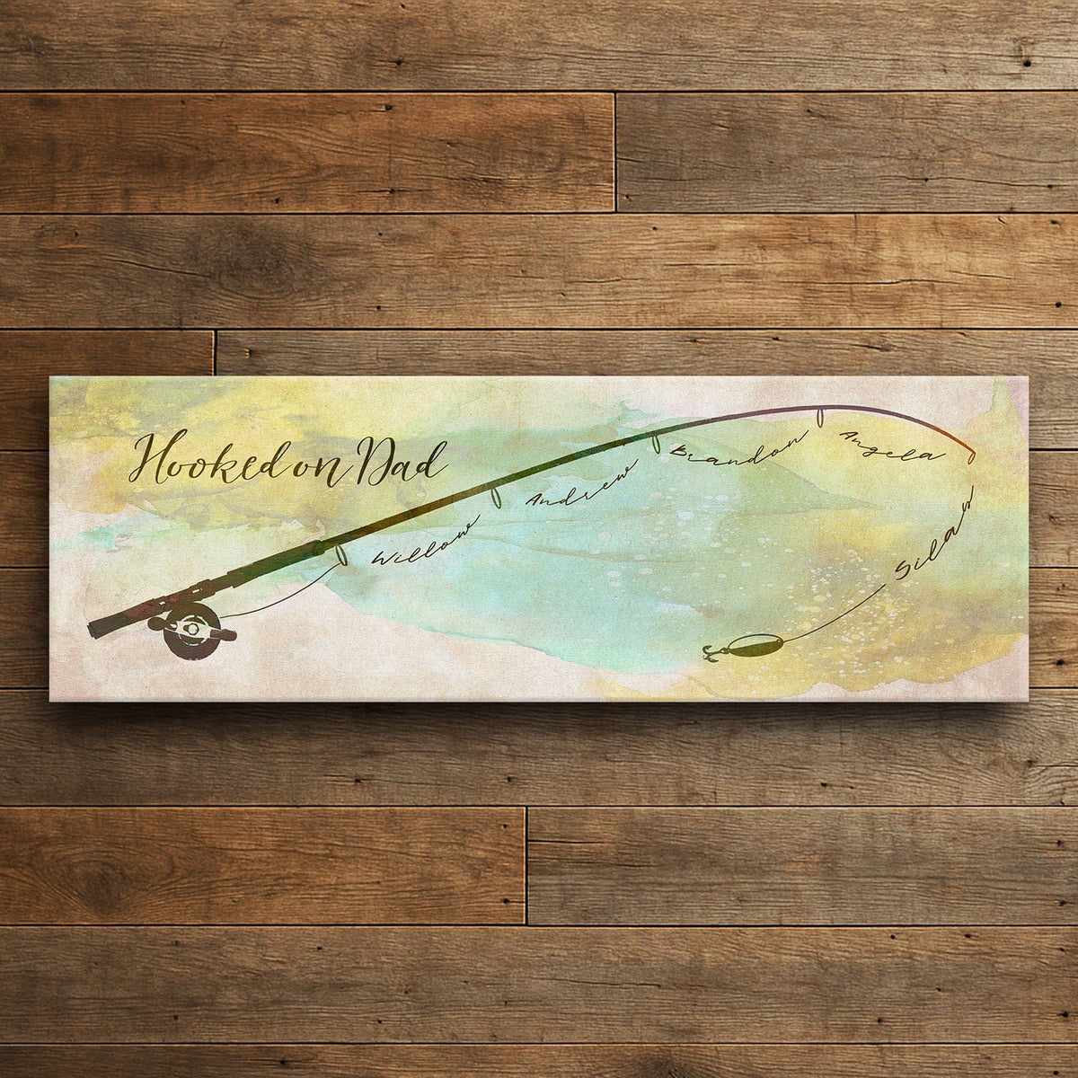 Personal-Prints art 10&quot;x30&quot; Stretched Canvas Hooked on Dad - Color