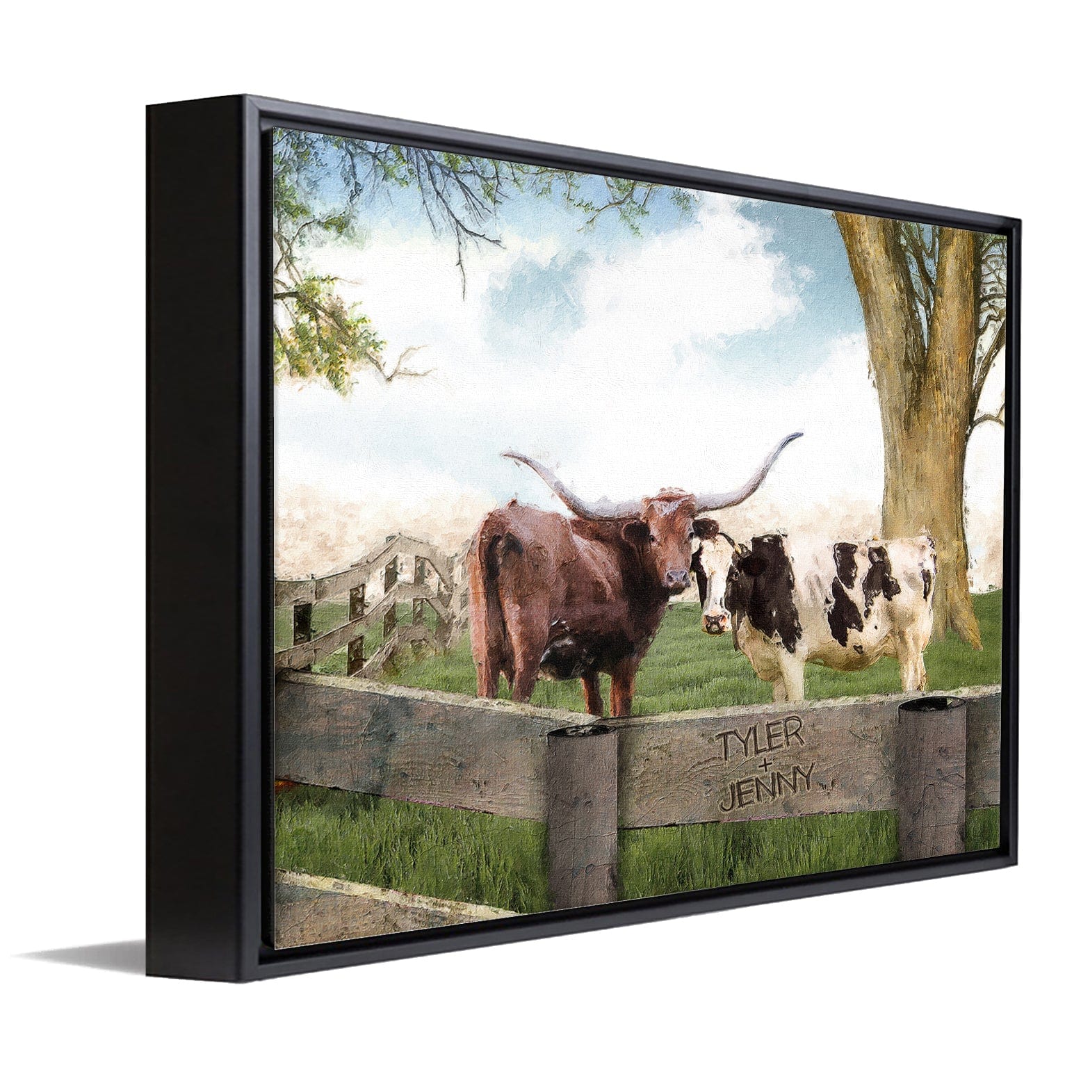 Personal-Prints art 12"x16" Float Framed Canvas I Love Moo