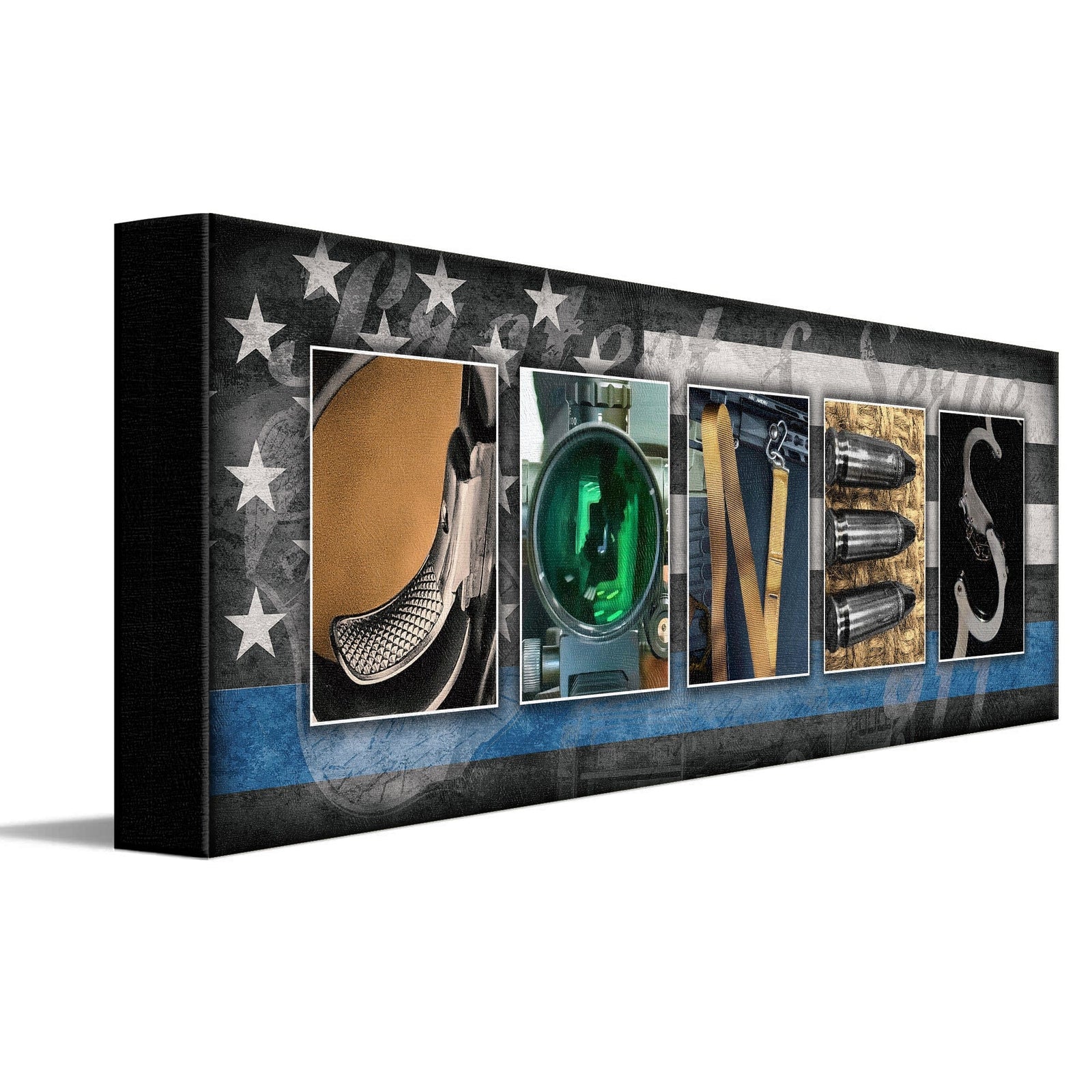 Personal-Prints art 6"x18" Stretched Canvas Law Enforcement Officer Letter Name Print