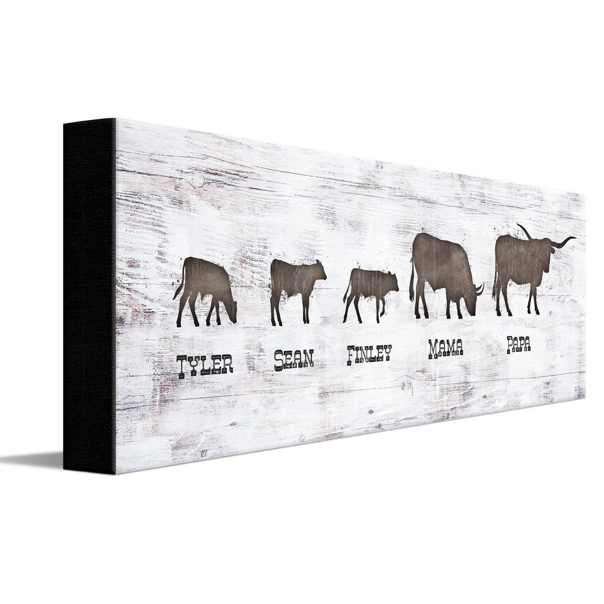 Personal-Prints art 6&quot;x18&quot; Stretched Canvas Longhorn Family Silhouettes